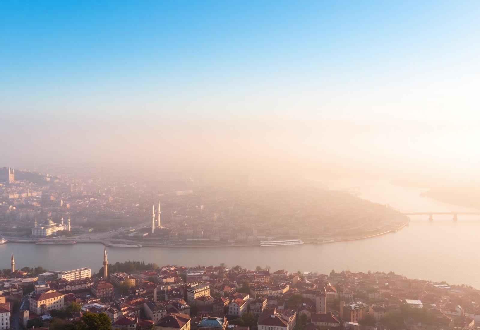 Avrupa Yakası ve Haliç'in sabah sisindeki görünümü